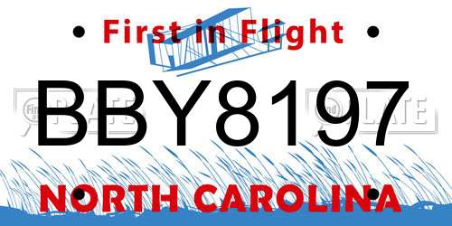 BBY8197 North Carolina License Plate