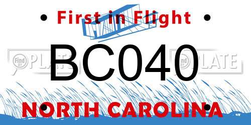 BC040 North Carolina License Plate