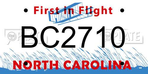 BC2710 North Carolina License Plate