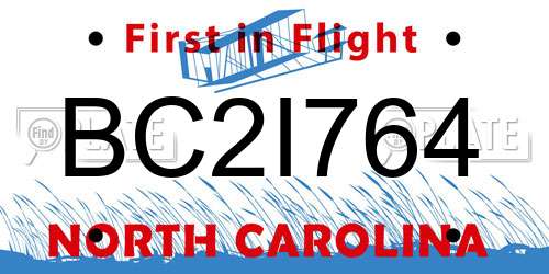 BC2I764 North Carolina License Plate