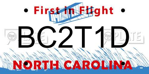 BC2T1D North Carolina License Plate