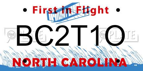 BC2T1O North Carolina License Plate