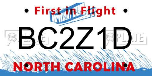 BC2Z1D North Carolina License Plate
