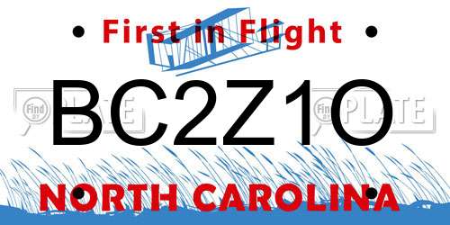 BC2Z1O North Carolina License Plate