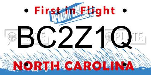 BC2Z1Q North Carolina License Plate