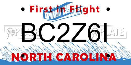 BC2Z6I North Carolina License Plate