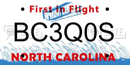 BC3Q0S North Carolina License Plate