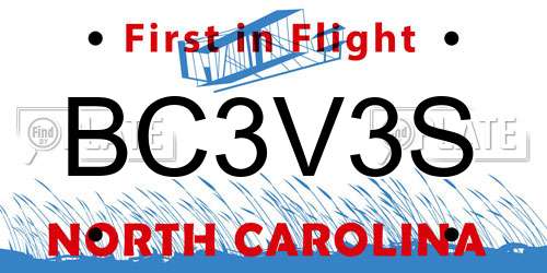 BC3V3S North Carolina License Plate