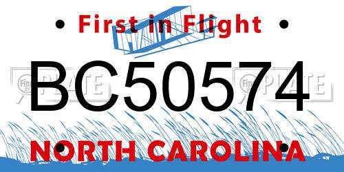 BC50574 North Carolina License Plate