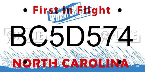 BC5D574 North Carolina License Plate