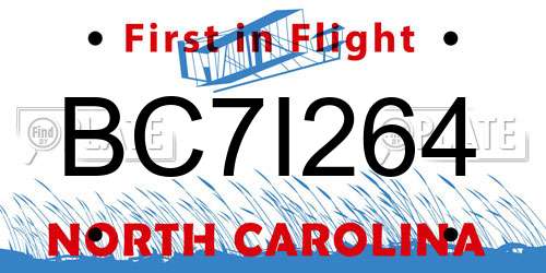 BC7I264 North Carolina License Plate