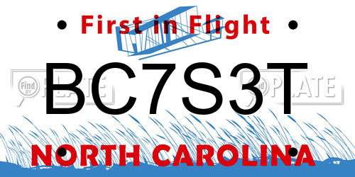 BC7S3T North Carolina License Plate