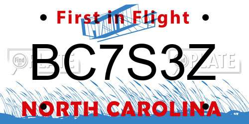 BC7S3Z North Carolina License Plate