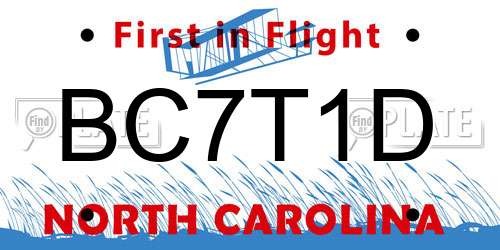 BC7T1D North Carolina License Plate