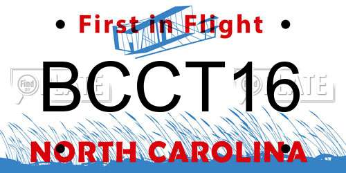 BCCT16 North Carolina License Plate