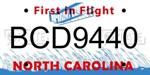 BCD9440 North Carolina License Plate