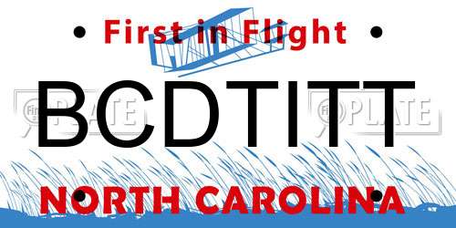 BCDTITT North Carolina License Plate