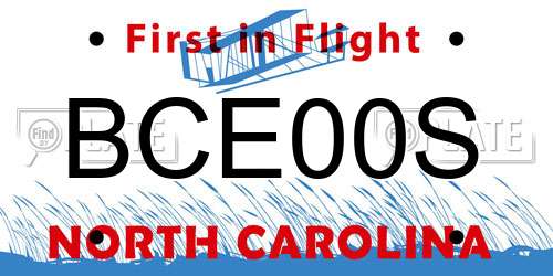 BCE00S North Carolina License Plate