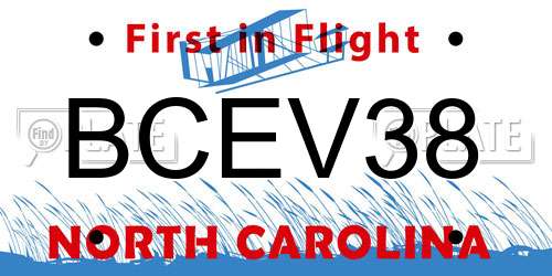BCEV38 North Carolina License Plate