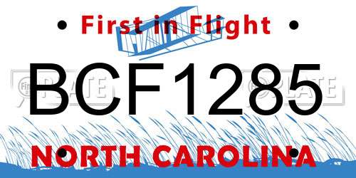 BCF1285 North Carolina License Plate