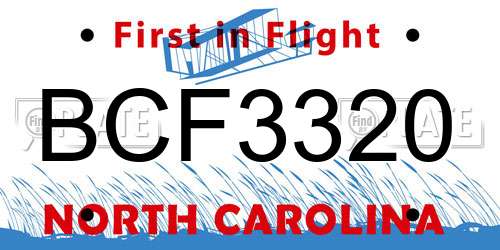 BCF3320 North Carolina License Plate