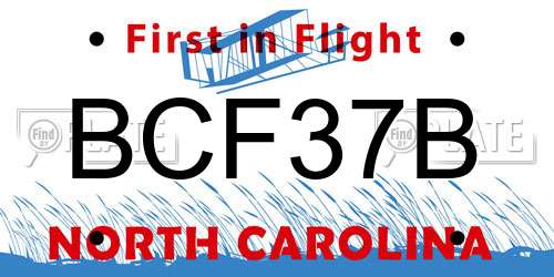 BCF37B North Carolina License Plate