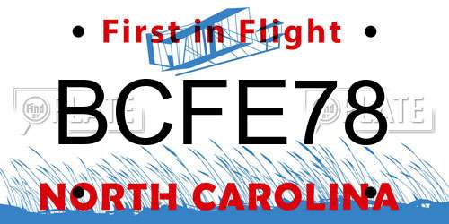 BCFE78 North Carolina License Plate