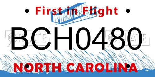 BCH0480 North Carolina License Plate