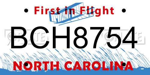 BCH8754 North Carolina License Plate
