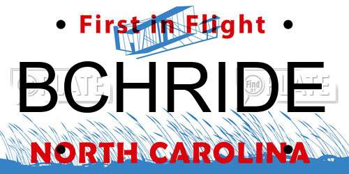 BCHRIDE North Carolina License Plate