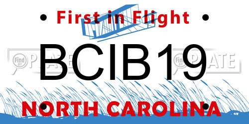 BCIB19 North Carolina License Plate