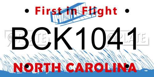 BCK1041 North Carolina License Plate
