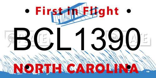 BCL1390 North Carolina License Plate