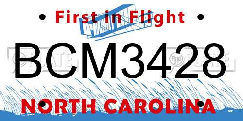 BCM3428 North Carolina License Plate