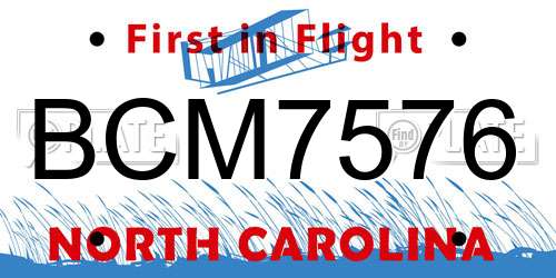BCM7576 North Carolina License Plate