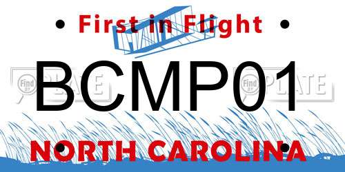 BCMP01 North Carolina License Plate