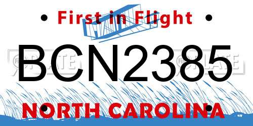 BCN2385 North Carolina License Plate