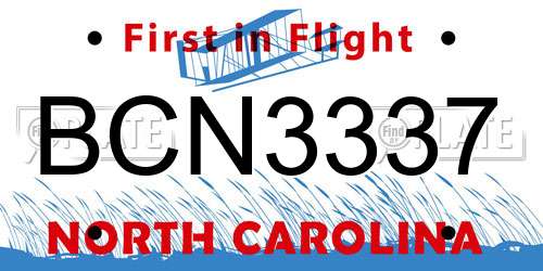 BCN3337 North Carolina License Plate