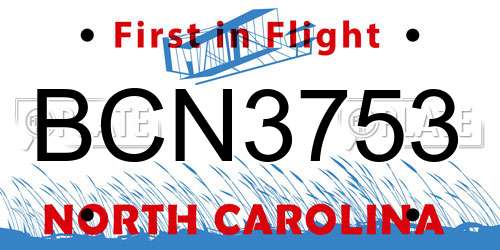 BCN3753 North Carolina License Plate