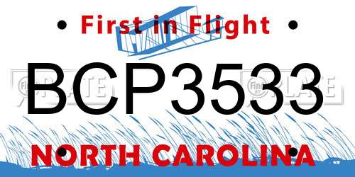 BCP3533 North Carolina License Plate
