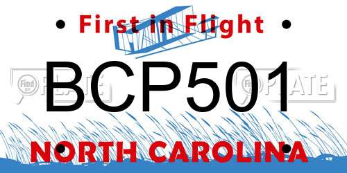 BCP501 North Carolina License Plate