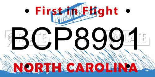 BCP8991 North Carolina License Plate