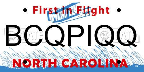 BCQPIQQ North Carolina License Plate