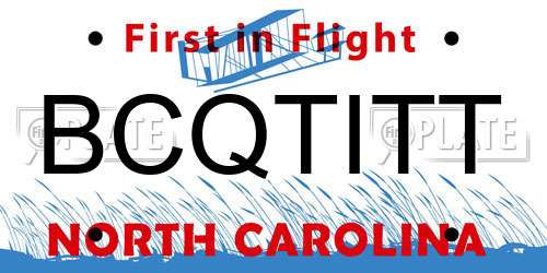 BCQTITT North Carolina License Plate