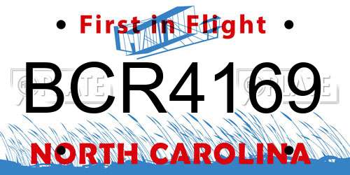 BCR4169 North Carolina License Plate