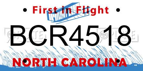 BCR4518 North Carolina License Plate