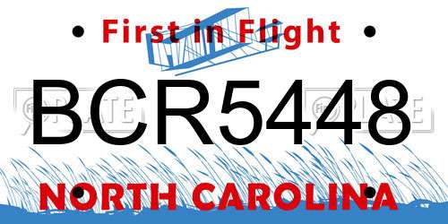 BCR5448 North Carolina License Plate