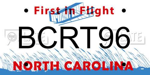 BCRT96 North Carolina License Plate