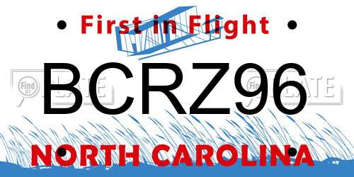 BCRZ96 North Carolina License Plate