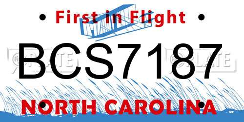 BCS7187 North Carolina License Plate